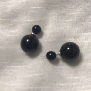 Black double ball earrings